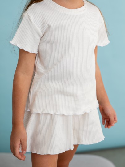 Пижамный комплект футболка и шорты из трикотажа в рубчик