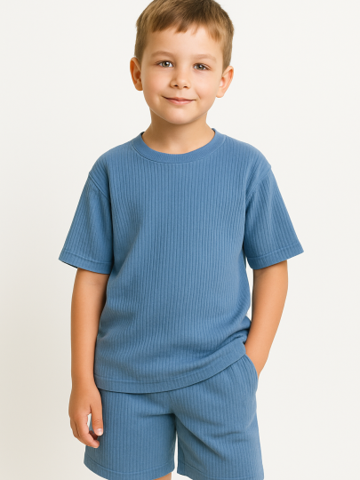 Комплект футболка и шорты oversize в рубчик