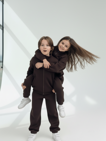 Костюм с начесом на молнии толстовка и джогеры