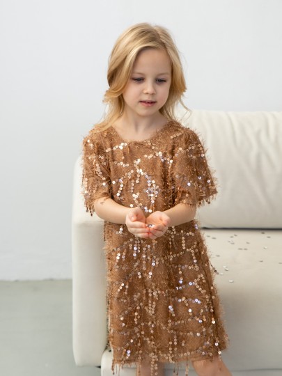 Платье из ткани "Травка" с пайетками