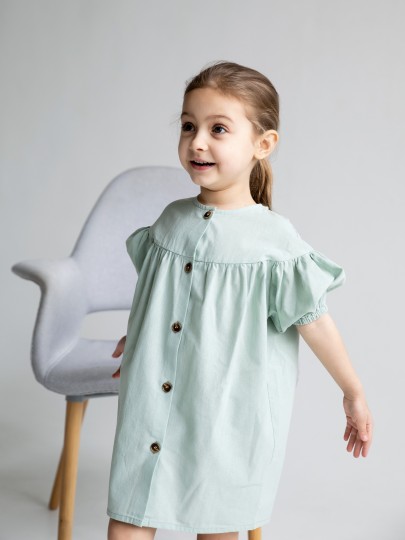 Платье на пуговицах с рукавом на резинке