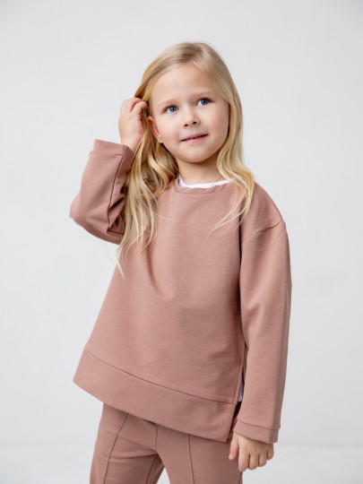 Комплект лонгслив с разрезами и брюки с декоративным швом