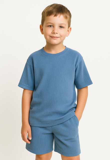 Комплект футболка и шорты oversize в рубчик